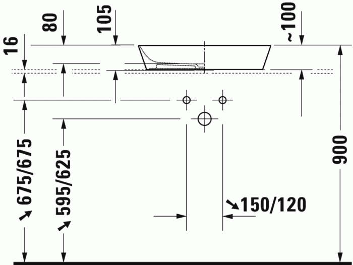 Duravit раковина накладная 55х40 см, cape cod, 2347550000 цвет: белый глянцевый