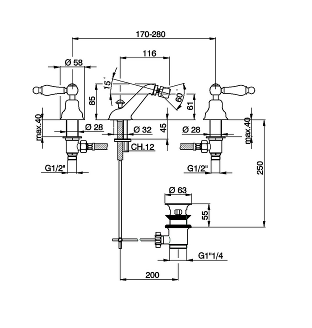 Cisal смеситель для биде ts00122027 arcana toscana цвет: бронза