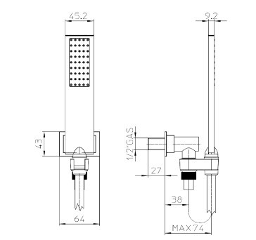 Bossini душевой комплект с лейкой, шлангом и держателем, flat, черный арт. c13011c.073