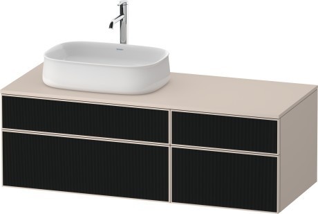 Duravit тумба подвесная с вырезом под раковину слева 550 мм х 1300 мм х 442 мм, zencha, ze4826063830000 цвет: чёрный дуб/серо-коричневый суперматовый