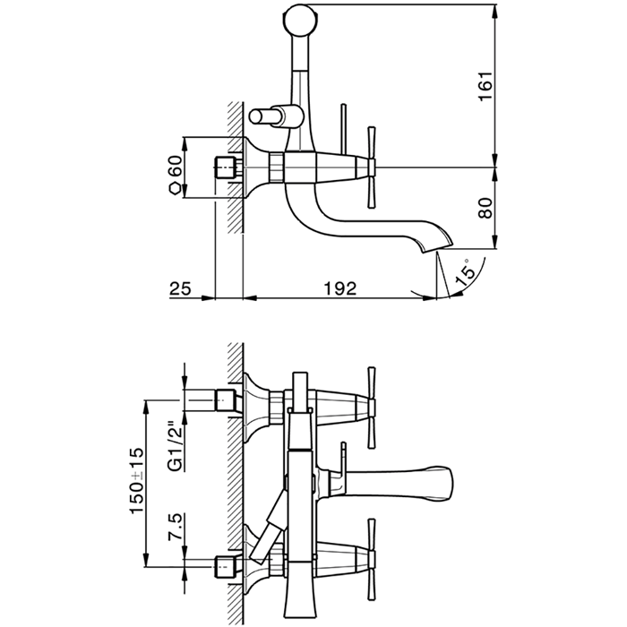 Cisal смеситель для ванны двухвентильный, с душевым комплектом cx0000607c cherie, цвет: золото