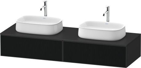 Duravit тумба подвесная под две раковины 550 мм х 1600 мм х 281 мм, zencha, ze4815b63800000 цвет: чёрное стекло/графит суперматовый