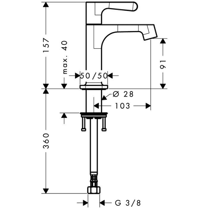 AXOR кран холодной воды для раковины, Citterio M, сталь арт. 34130800
