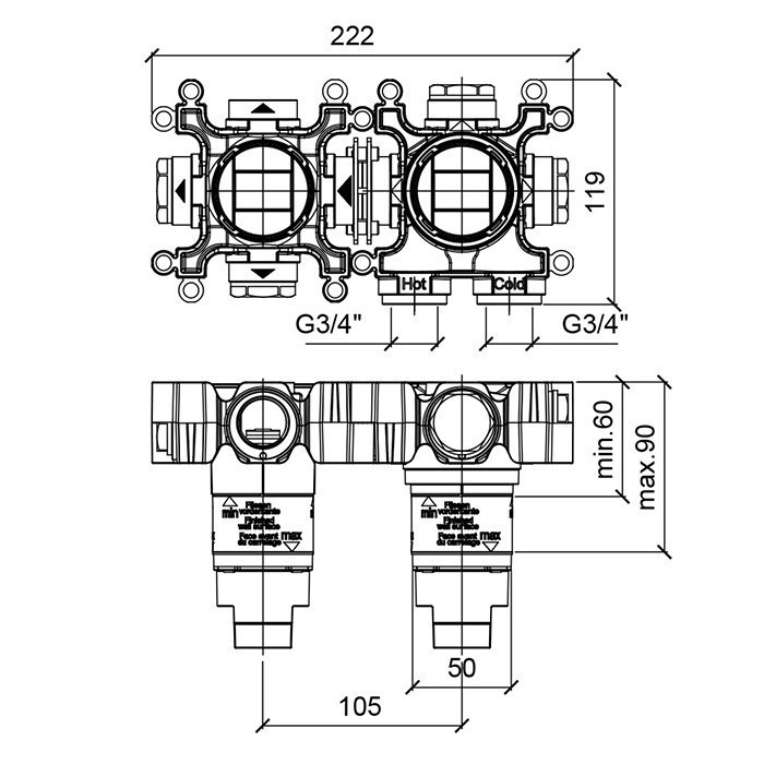 Almar внутренняя часть для смесителя, water control modular, e186901