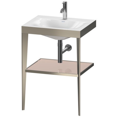 Duravit напольная консоль xviu/c-bonded 600 мм х 850 мм, с умывальником viu, xviu, xv4714ob110 цвет: матовое шампанское/абрикосово - жемчужный лак