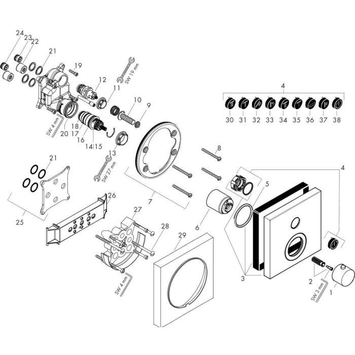AXOR термостат для душа, ShowerSelect, золото арт. 36714250