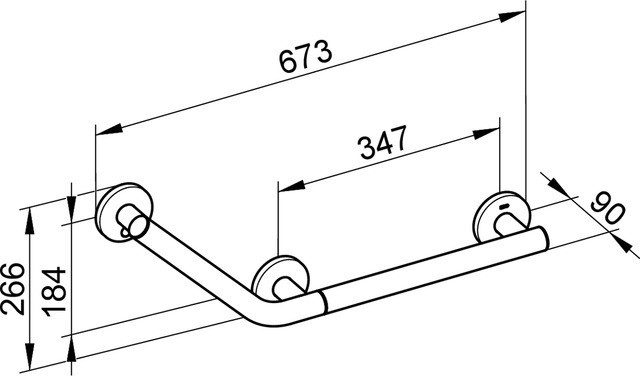 Keuco поручень угловой 135° исполнение слева 673/266 мм, plan care, алюминий анодированный, хром арт. 34907 170402