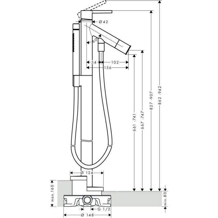 AXOR напольный смеситель для ванны, Starck, черный арт. 10455340