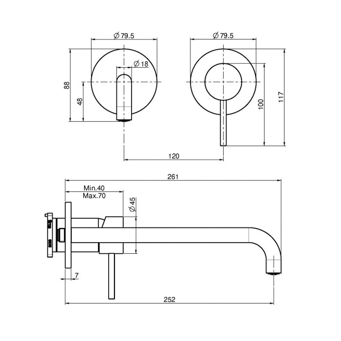 Fima Carlo Frattini смеситель для раковины, встраиваемый, излив: 25см., внешняя часть, spillo up, черный арт. f3051nzx9ns