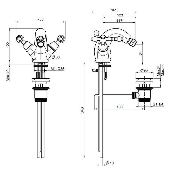 Fima Carlo Frattini смеситель для биде f5062/2br, epoque, бронза арт. f5062/2br