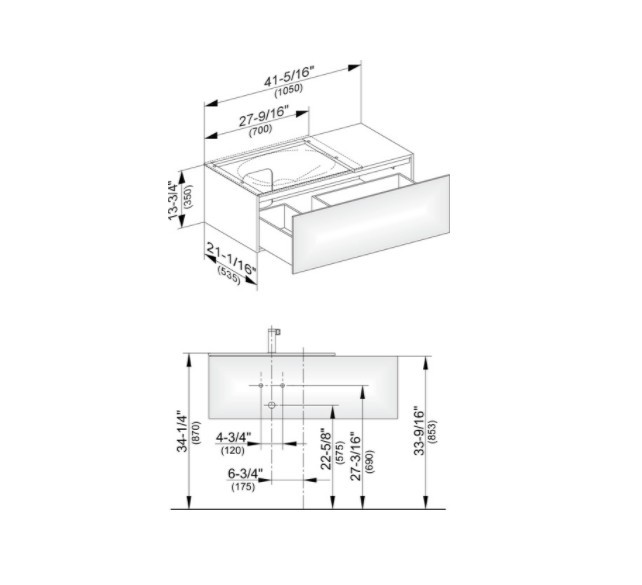 Keuco тумба подвесная под раковину с одним выдвижным фронтом, edition 11, белый арт. 31153 210000