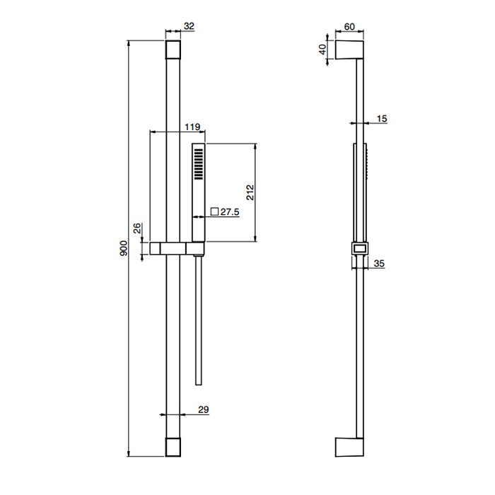 Fima Carlo Frattini душевая штанга с ручным душем и шлангом 1500 мм. wellness, хром арт. f2443cr