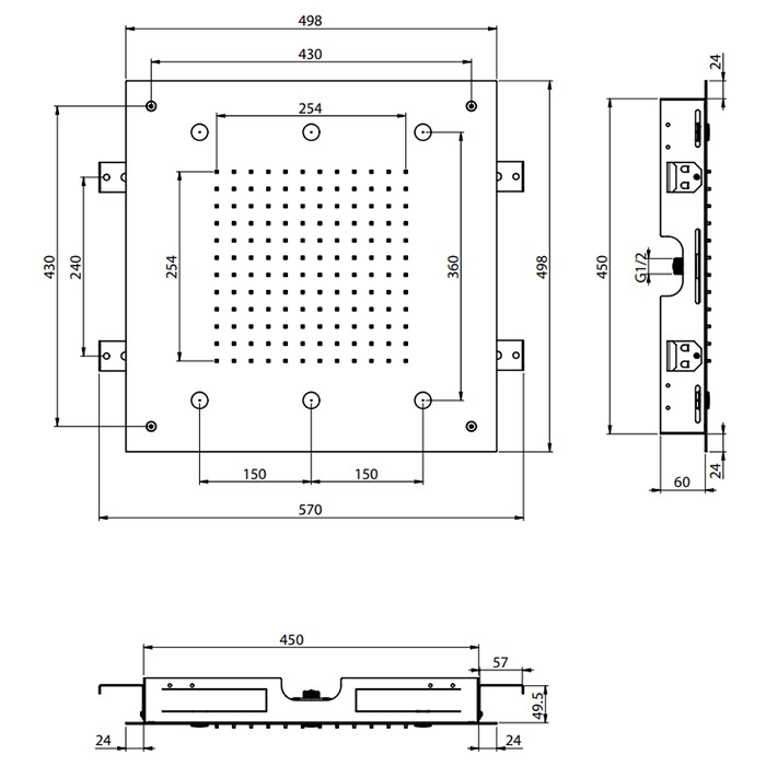 Fima Carlo Frattini верхний душ 50х50см., потолочный soffioni, чёрный арт. f2901ns