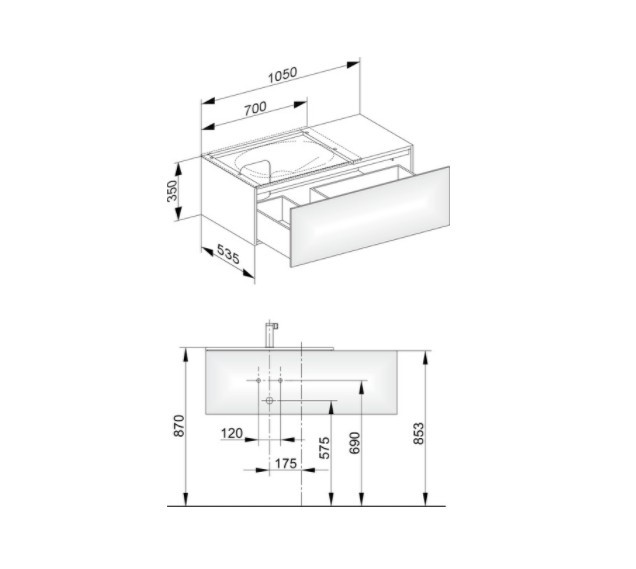 Keuco тумба подвесная под раковину слева с одним выдвижным фронтом, edition 11, трюфель арт. 31153 140000