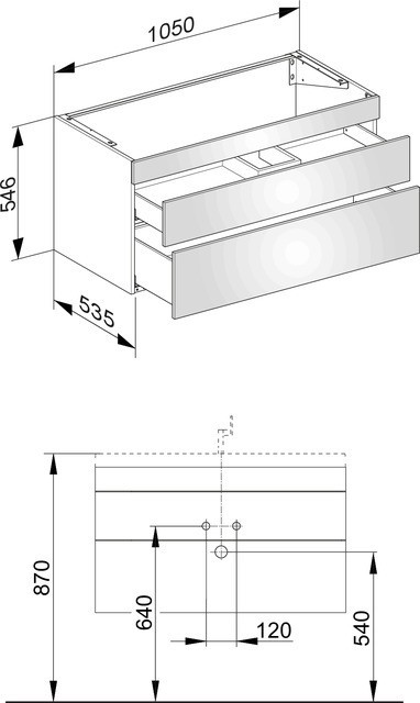 Keuco тумба подвесная под раковину с двумя выдвижными фронтами, edition 400, грецкий орех арт. 31551 680000