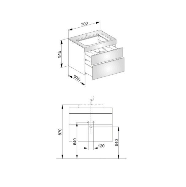 Keuco тумба подвесная под раковину с отверстием под смеситель, с двумя выдвижными фронтами, edition 400, антрацит арт. 31571 390100