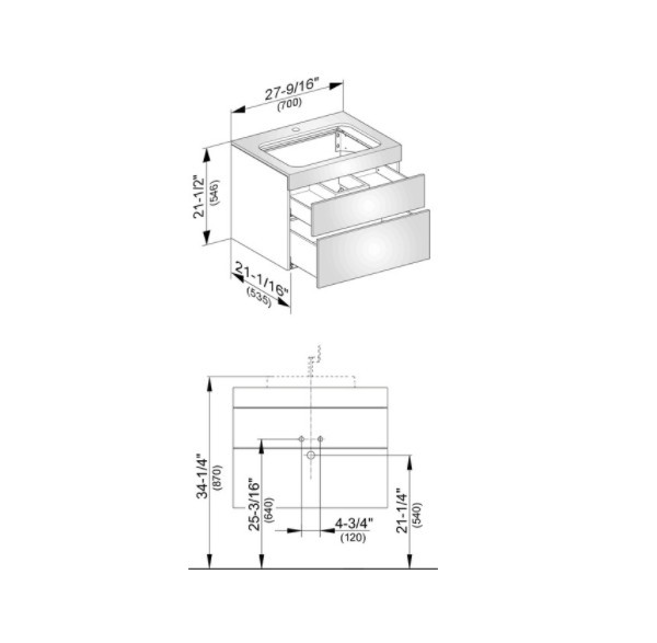 Keuco тумба подвесная под раковину с отверстием под смеситель, с двумя выдвижными фронтами, edition 400, антрацит арт. 31571 390100
