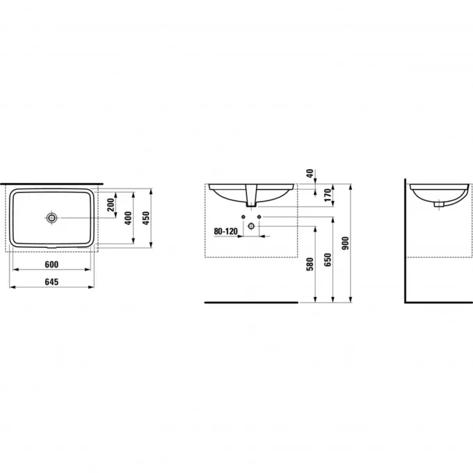 LAUFEN раковина встраиваемая 64x45, PRO S - 8.1196.9.000.109.1