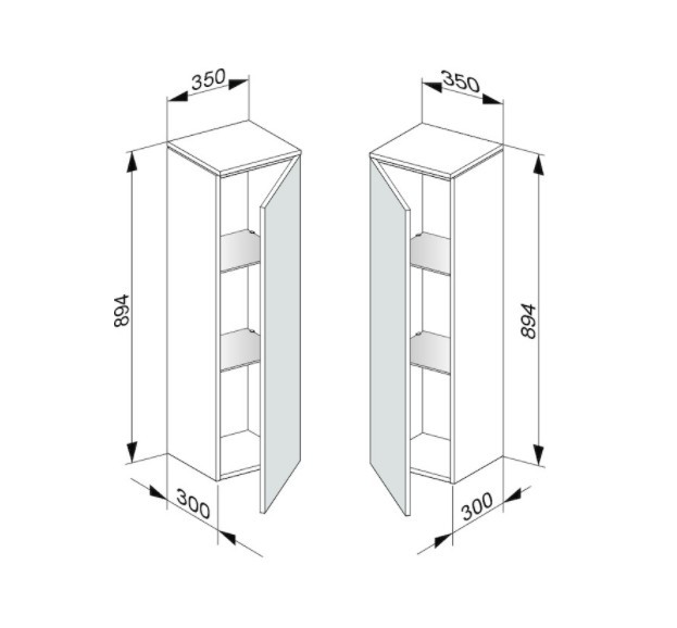 Keuco шкаф средний подвесной петли слева, edition 400, белый арт. 31720 270001
