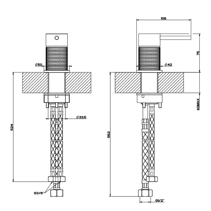 Gessi Рычаг удаленного управления, 316, 54205#707 цвет: brushed black metal pvd