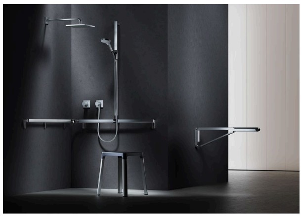 Keuco поручень вдоль стены и штанга для душа 1150/850/1301 мм, axess, хром арт. 35015 010301