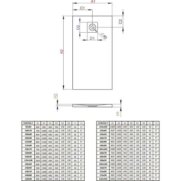 Radaway душевой поддон из искусственного камня 100x80 белый, Kyntos - HKF10080-04
