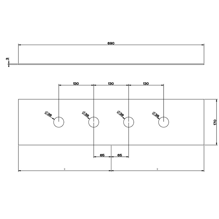 Gessi Пластина на 4 отверстия для монтажного бокса, 316, 54595#707 цвет: brushed black metal pvd