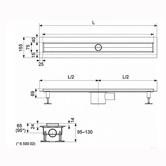 TECE комплект для установки душевого трапа 900 мм из нержавеющей стали для монтажа в бетонную стяжку, с гидроизоляцией seal system, drainline - 600900 660005 650000 660016 660003 600970