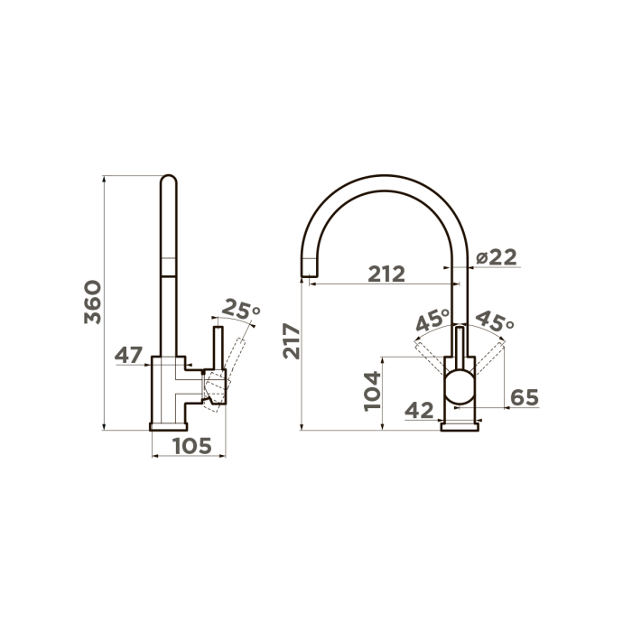 Omoikiri смеситель для кухни Wakayama-BN латунь/нержавеющая сталь арт. 4994244