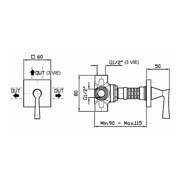 Zucchetti встроенный смеситель, 2-х канальный, bellagio, хром арт. z94585