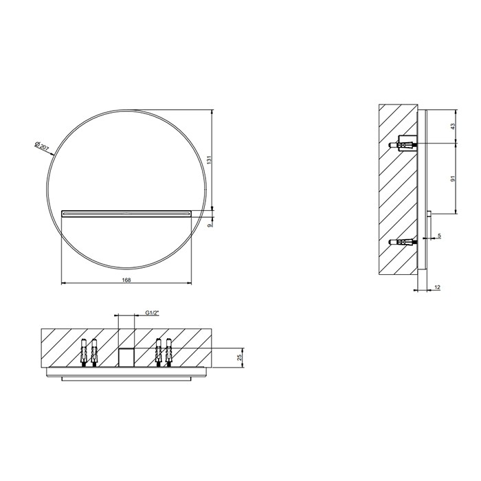 Gessi Излив подвесной, d20.7см., каскадный, Venti20, 65295#030 цвет: copper pvd