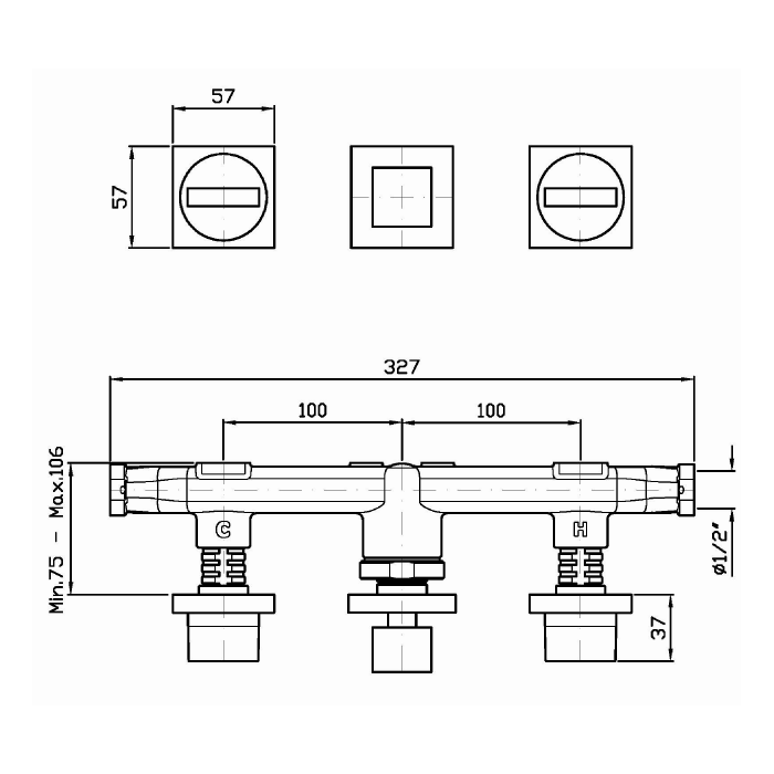 Zucchetti смеситель для ванн, встраиваемый, на 3 отверстия, aguablu, хром арт. za5695 r99508
