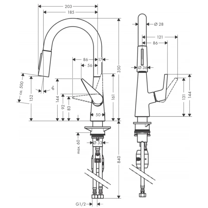 Hansgrohe смеситель для кухни, Talis M51, хром арт. 72815000