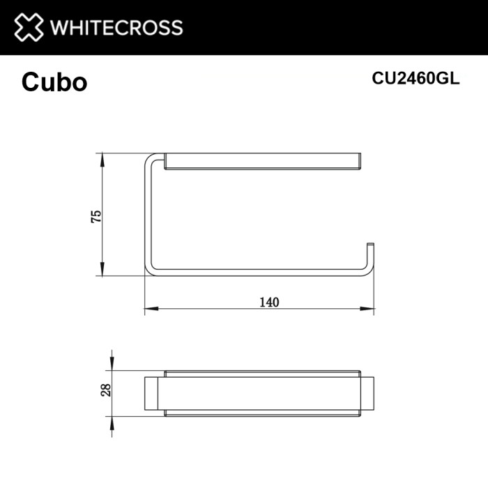 Держатель туалетной бумаги, Whitecross Cubo gold, золото арт. CU2460GL