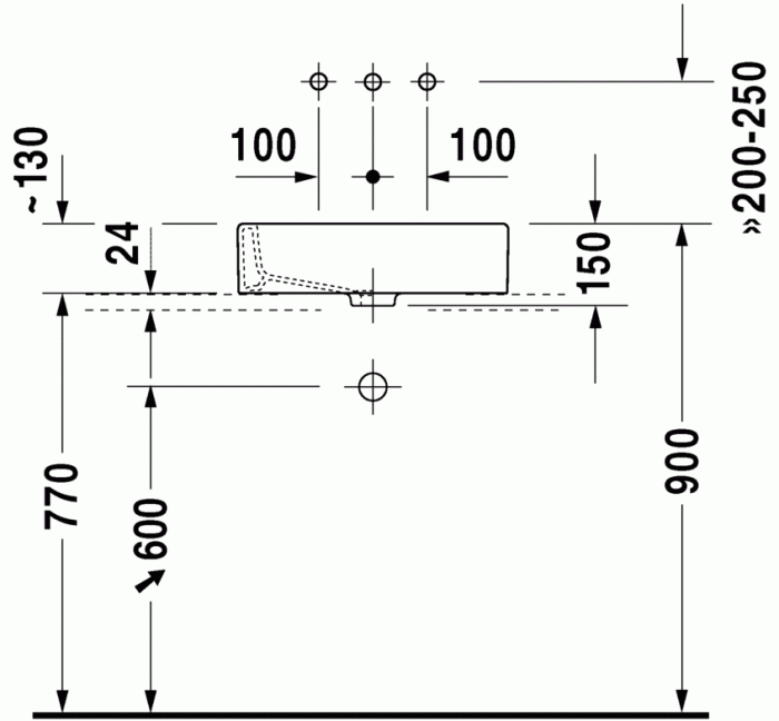 Duravit раковина встраиваемая сверху 50х38см, vero, 0455500000 цвет: белый
