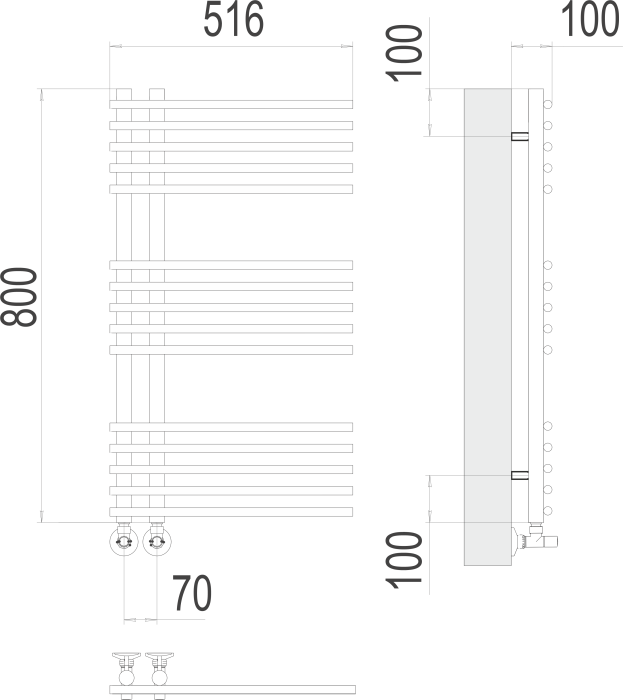 Terminus водяной полотенцесушитель астра п15 70х800, люкс арт. 4670078530486