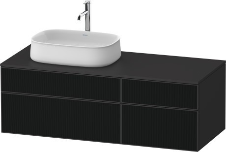 Duravit тумба подвесная с вырезом под раковину слева 550 мм х 1300 мм х 442 мм, zencha, ze4826063800000 цвет: чёрное стекло/графит суперматовый
