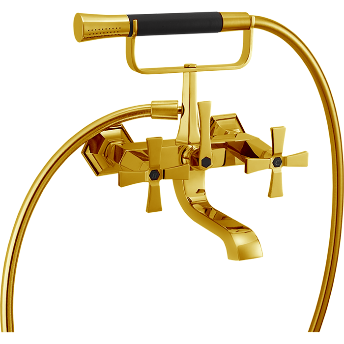 Cisal смеситель для ванны двухвентильный, с душевым комплектом cx0001007c cherie, цвет: золото