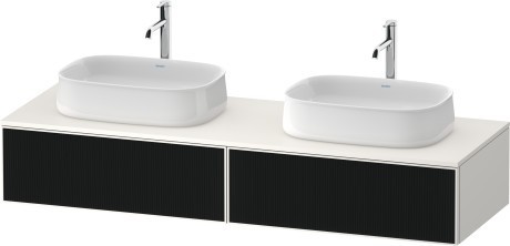 Duravit тумба подвесная под две раковины 550 мм х 1600 мм х 281 мм, zencha, ze4815b63840000 цвет: чёрное стекло/белый суперматовый