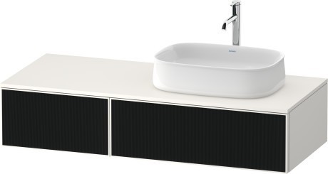 Duravit тумба подвесная с вырезом под раковину справа 550 мм х 1300 мм х 281 мм, zencha, ze4817063840000 цвет: чёрное стекло/белый суперматовый