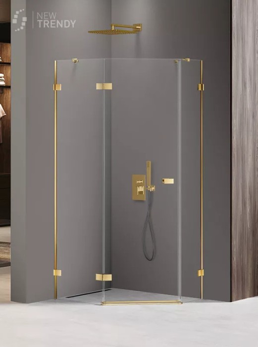 Душевое ограждение shine l 100x80x200, New trendy Avexa gold, золото арт. EXK-3848