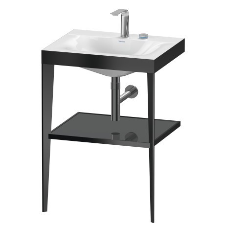 Duravit напольная консоль xviu/c-bonded 600 мм х 850 мм, с умывальником viu, xviu, xv4714eb289 цвет: черный матовый/фланелево-серый глянцевый лак