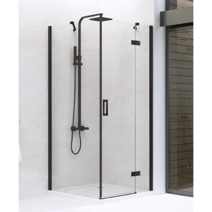 Душевое ограждение r 100x80x195, New trendy New renoma black, черный арт. D-0206A/D-0110B