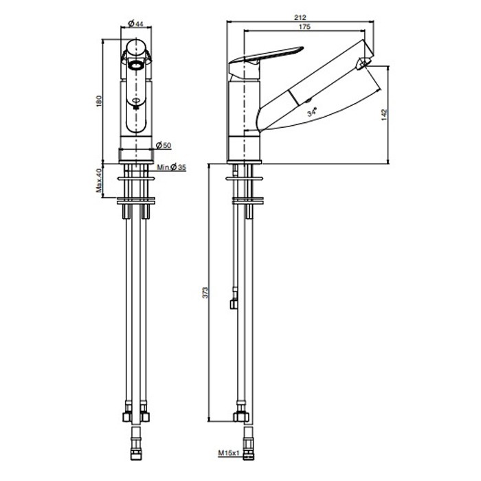 Fima Carlo Frattini смеситель для кухни с выдвижной лейкой, вращающийся излив, kitchen, хром арт. f3008cr