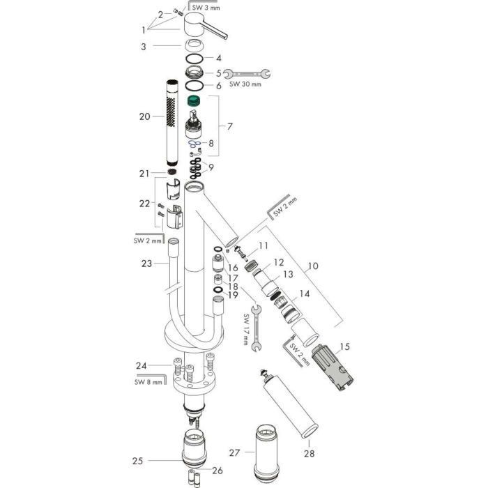 AXOR напольный смеситель для ванны, Starck, хром арт. 10455000