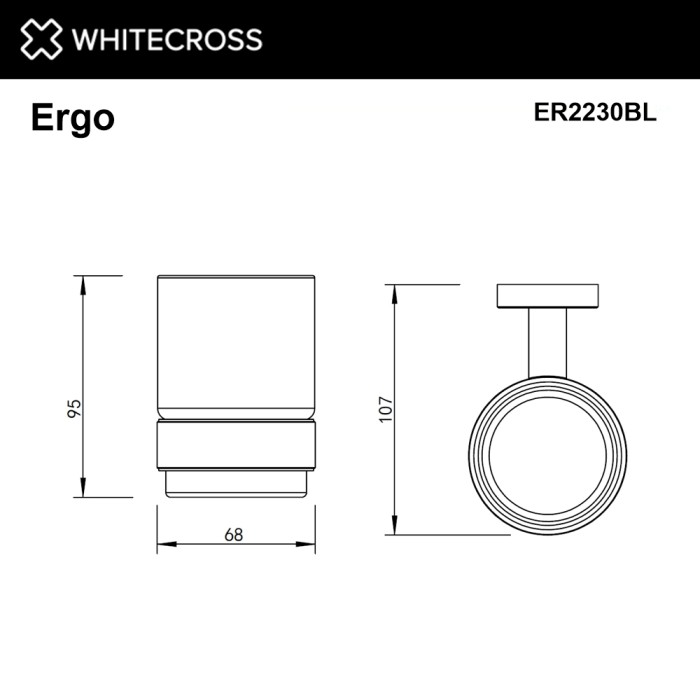 Стакан для зубных щеток, подвесной, Whitecross Ergo black, черный мат арт. ER2230BL