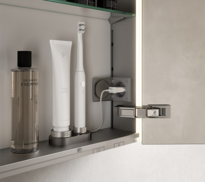 Keuco шкаф с подсветкой для настенного монтажа 127 мм х 800 мм х 710 мм, с 2 поворотными ассиметричными дверцами, somaris, белый матовый арт. 14502 512200