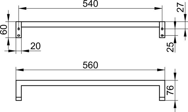 Keuco полотенцедержатель square 600 мм, edition 90 square, хром арт. 19101 010600