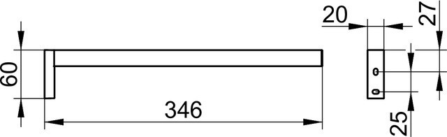 Keuco полотенцедержатель одинарный неповоротный square 346 мм, edition 90 square, хром арт. 19122 010000
