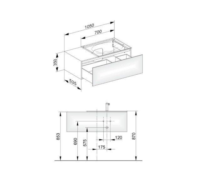 Keuco тумба подвесная под раковину с одним выдвижным фронтом, edition 11, белый арт. 31154 210000
